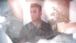 Erica Fontes soaping her sexy body in the bathroom