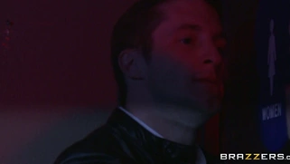 Danica Dillan shows him her big tits and lets him suck on them