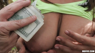 Ella Knox shows off her big natural boobs outdoors