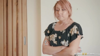 Maid Chanel Preston wearing stockings flashes her panties