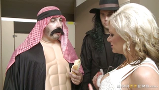 Kate Frost whips out her big tits and seduces her saviour