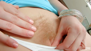 Enchanting teen blonde Lola Taylor plays with her tight cooch