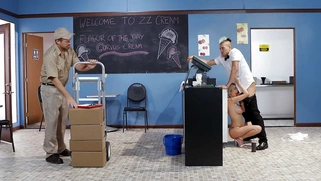 Blonde Kat Dior guzlles Xander Corvus' cock