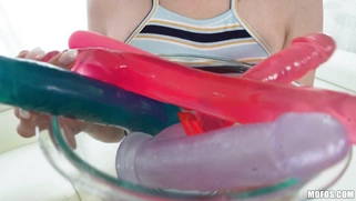 Kristen Scott is sucking dildos