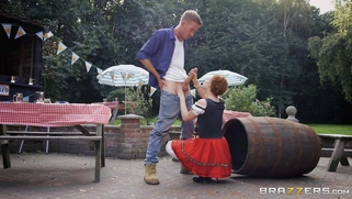 Redhead Ella Hughes is sucking Danny D's huge cock