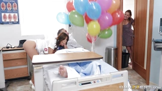 Nurse Alexis Fawx is sucking her patient Keran Lee's cock