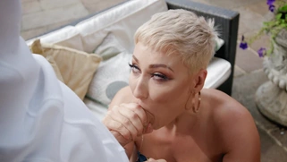 Ryan Keely gives blowjob to Danny D outdoors